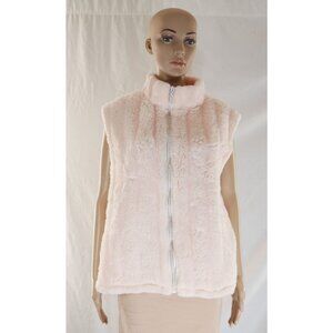 Black Mountain Outdoor  Blush Pink Fuzzy Vest Rhinestone Zipper Womens  Large